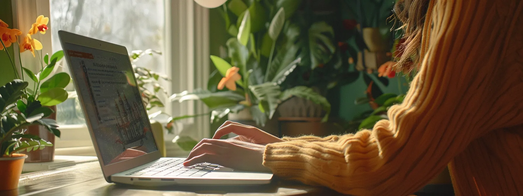 a person typing on a laptop while participating in an online beauty forum.