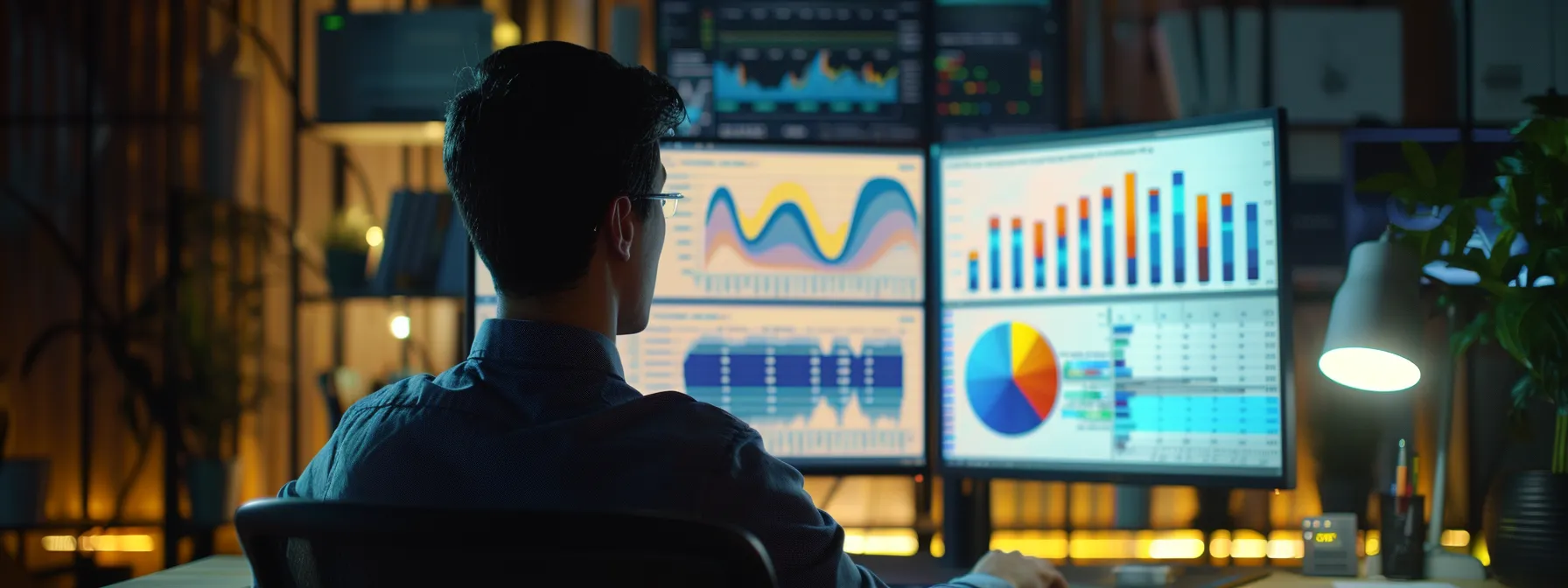 a person analyzing data on a computer screen with various segmentation strategies charts and graphs displayed.