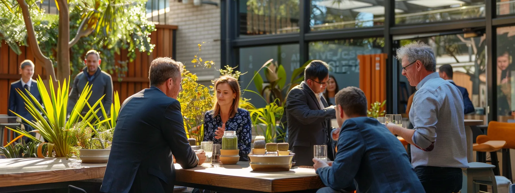 a group of professionals networking and engaging with the community in melbourne.