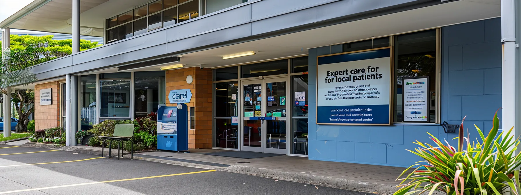 a physiotherapy clinic with a prominent sign displaying 