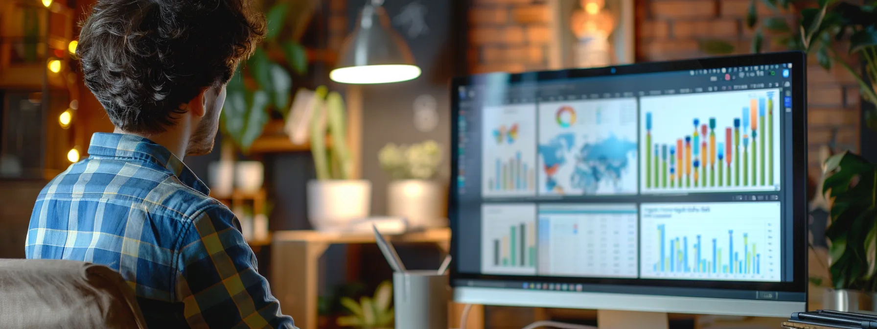 a person analyzing a computer screen displaying google my business insights.