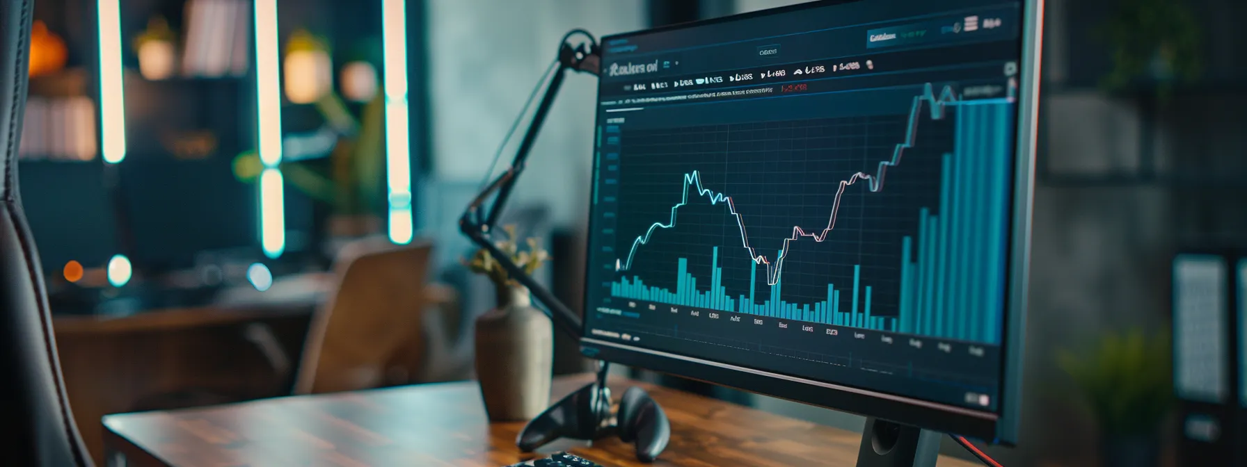 a computer screen showing a graph with a sharp upward trend, representing increasing lead generation success through backlinks.