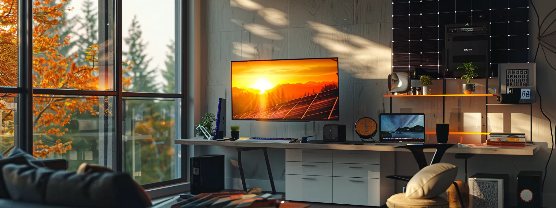 a sleek and modern solar energy project portfolio displayed on a computer screen.