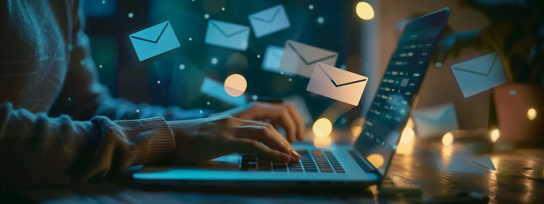 a person working on a laptop with multiple open tabs showing email marketing strategies and customer data analysis.