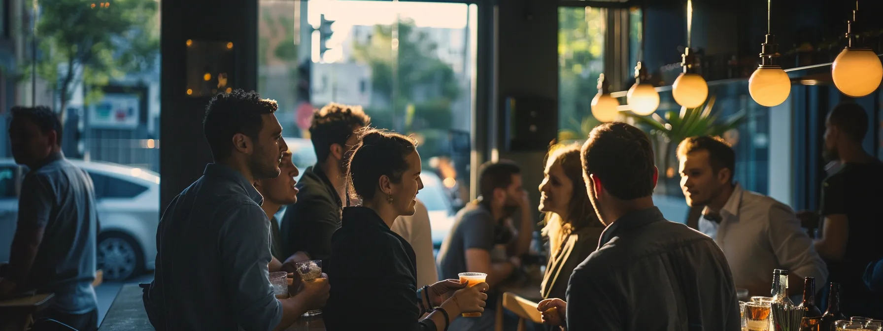 a group of people networking at a local business event in melbourne.