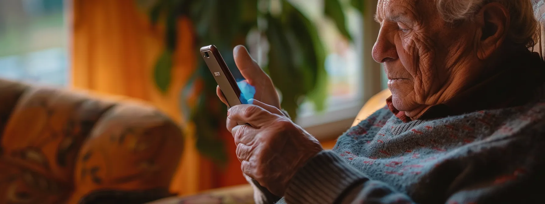 an elderly patient using a smartphone to schedule a medical appointment on a mobile-friendly website.