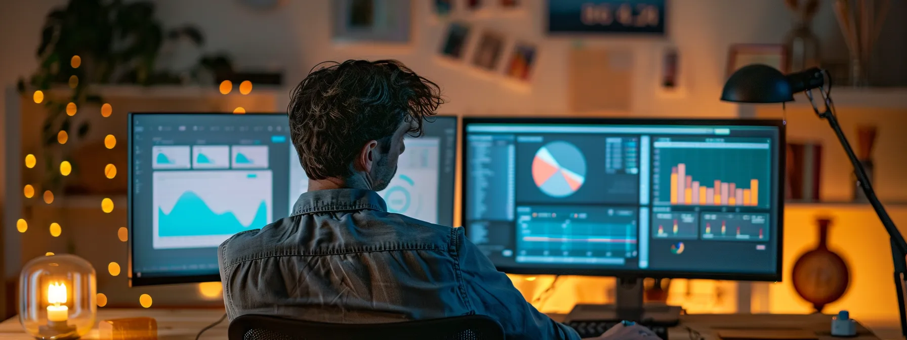 a person analyzing web traffic data on a computer screen to improve an online reputation.