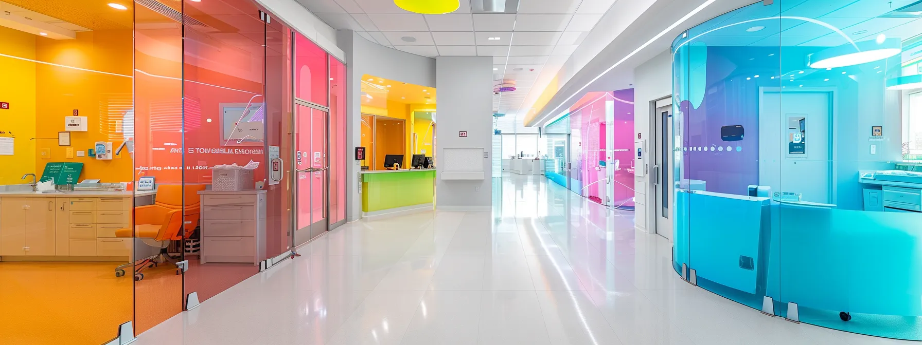 bright and colorful neonatology clinic with a sleek and modern design.