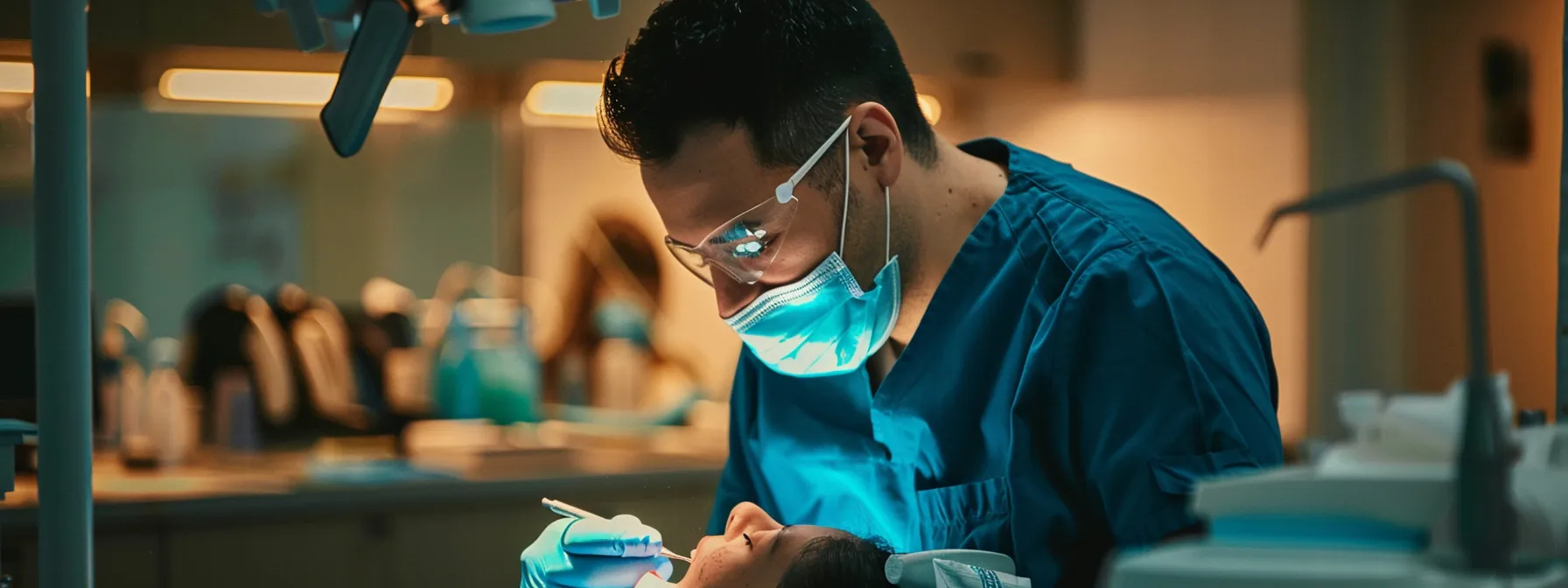 a dentist performing a complex procedure with confident instinct.