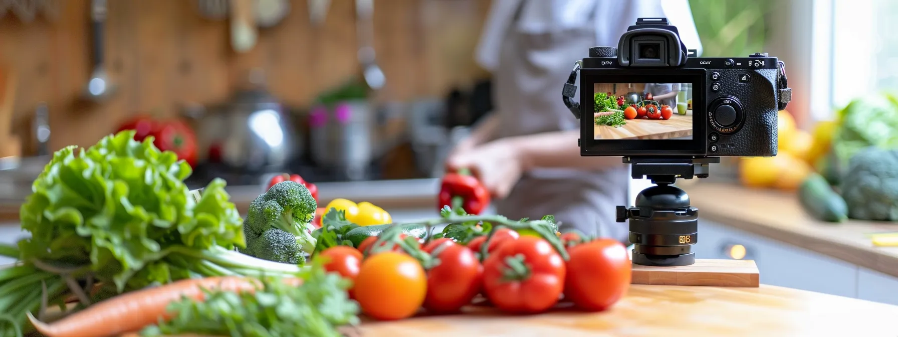 a dietitian filming an engaging video showcasing their expertise in nutrition and health.