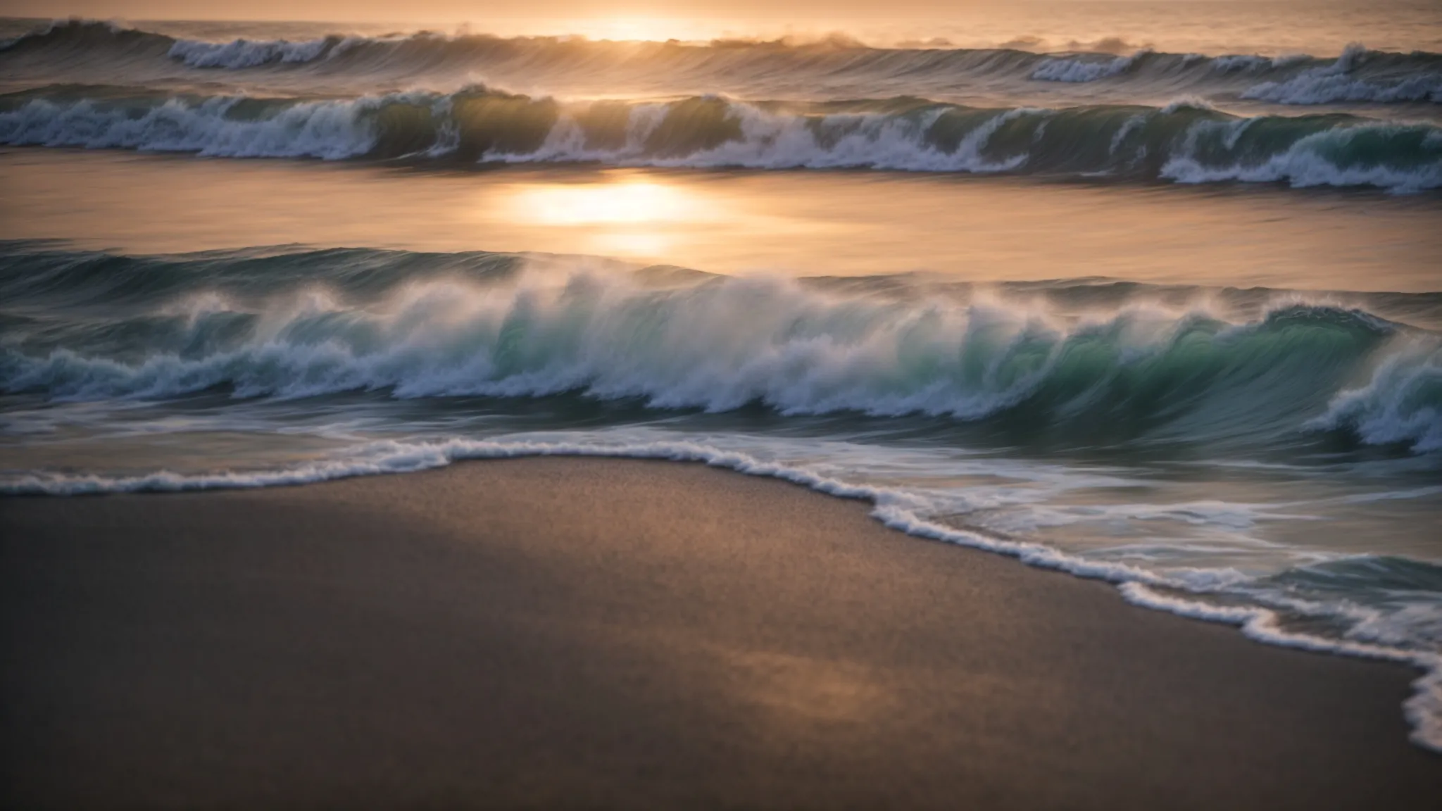 soothing beach scene with calming ocean waves.