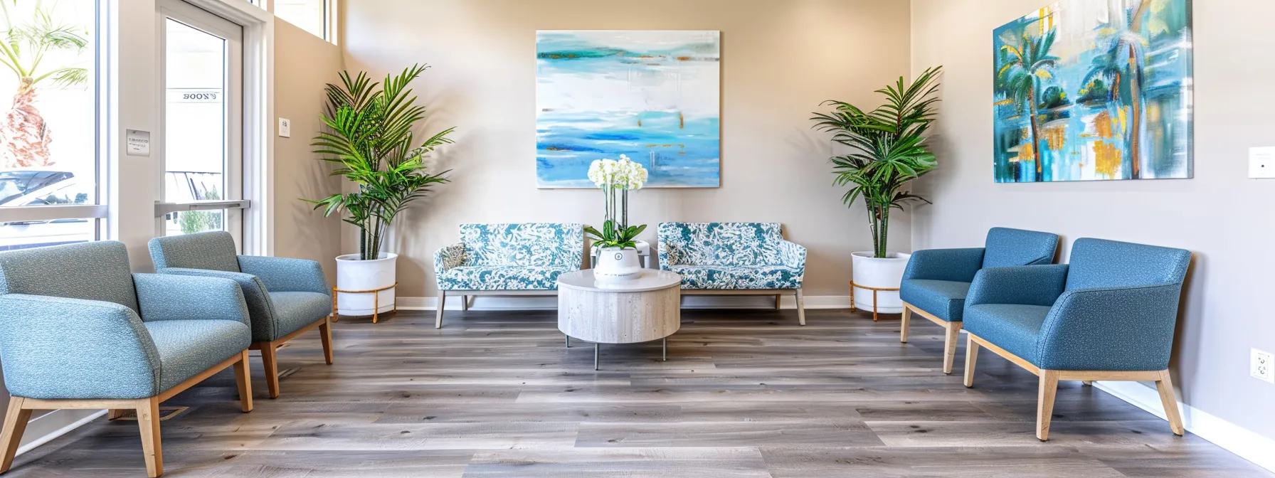 a doctor's office with a modern and welcoming waiting room, featuring a prominently displayed google my business listing and a website optimized for local seo.