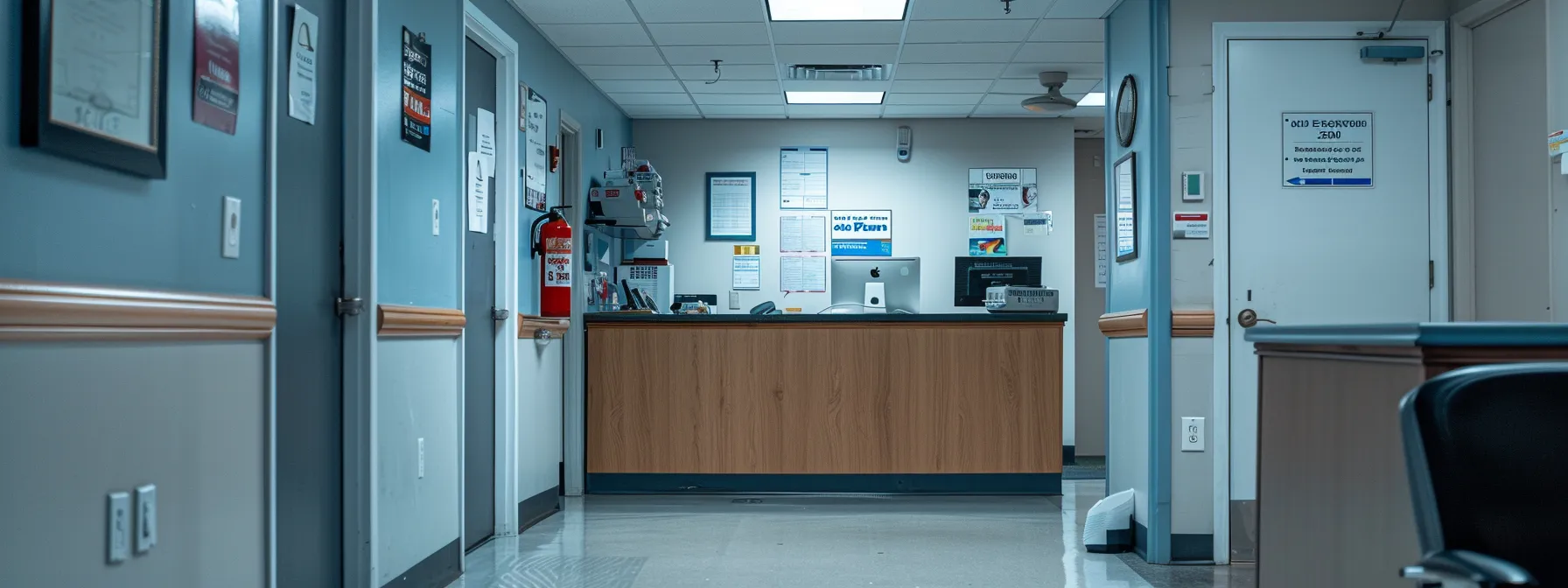 a radiologist's office with a large sign displaying the practice name and a google my business sticker on the door.